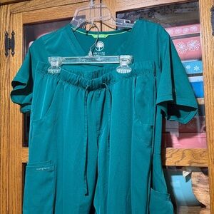 healing hands Teal Drawstring Scrub set